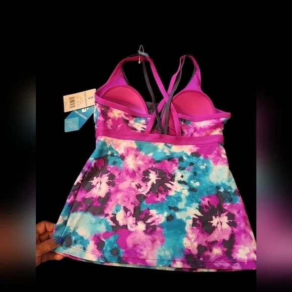 NWT Free Country TikiTieDye Sporty Tankini Small berry and slate colors - Picture 15 of 15